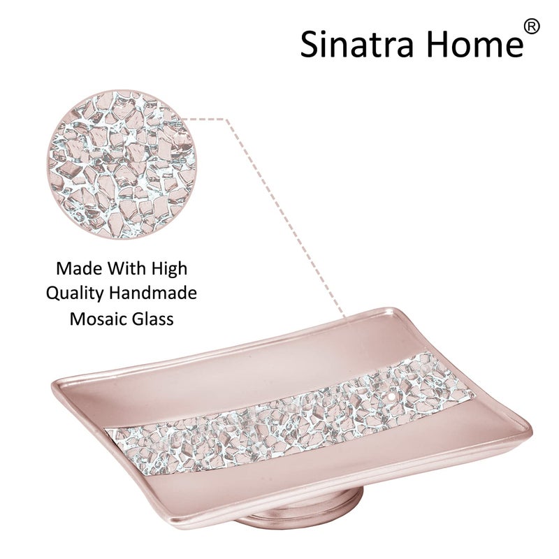 Popular Bath Soap Dish Sinatra Stylish Modern Classic Luxury Decor Bling Mosaic Glass Blush Bathroom Accessories - Image 3